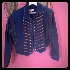 Denim fringed western jacket